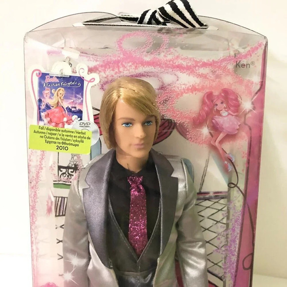 2009 Barbie A Fashion Fairytale Ken Doll in Grey suit Blemished Nose Damaged Box - Picture 16 of 16